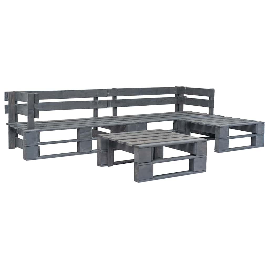 4-delige Loungeset pallet hout grijs is nu te koop bij PeponiXL, paradijselijk wonen!