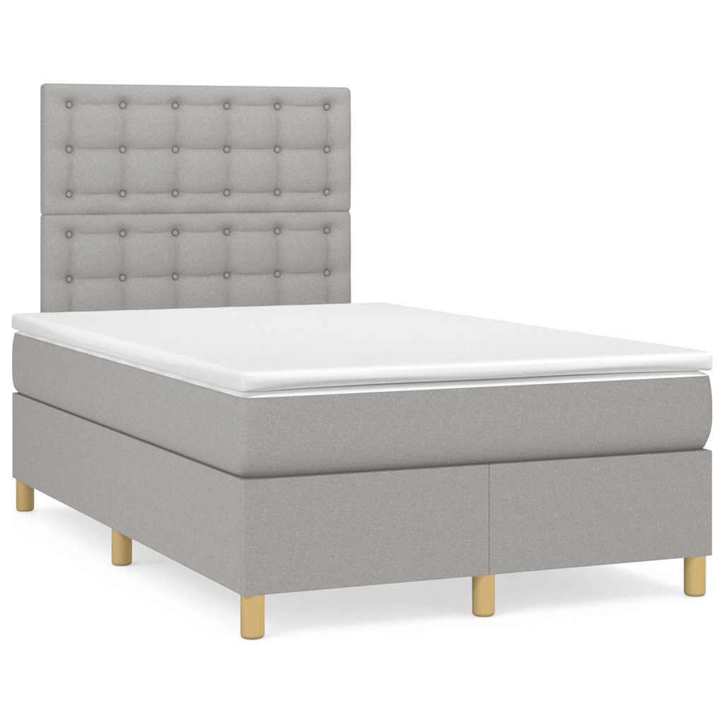 Boxspring met matras en LED stof lichtgrijs 120x190 cm is nu te koop bij PeponiXL, paradijselijk wonen!