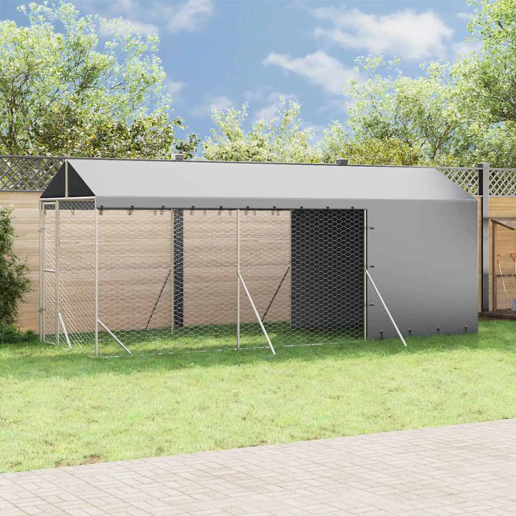 Hondenkennel met dak 2x6x2,5 m gegalvaniseerd staal zilverkleur is nu te koop bij PeponiXL, paradijselijk wonen!