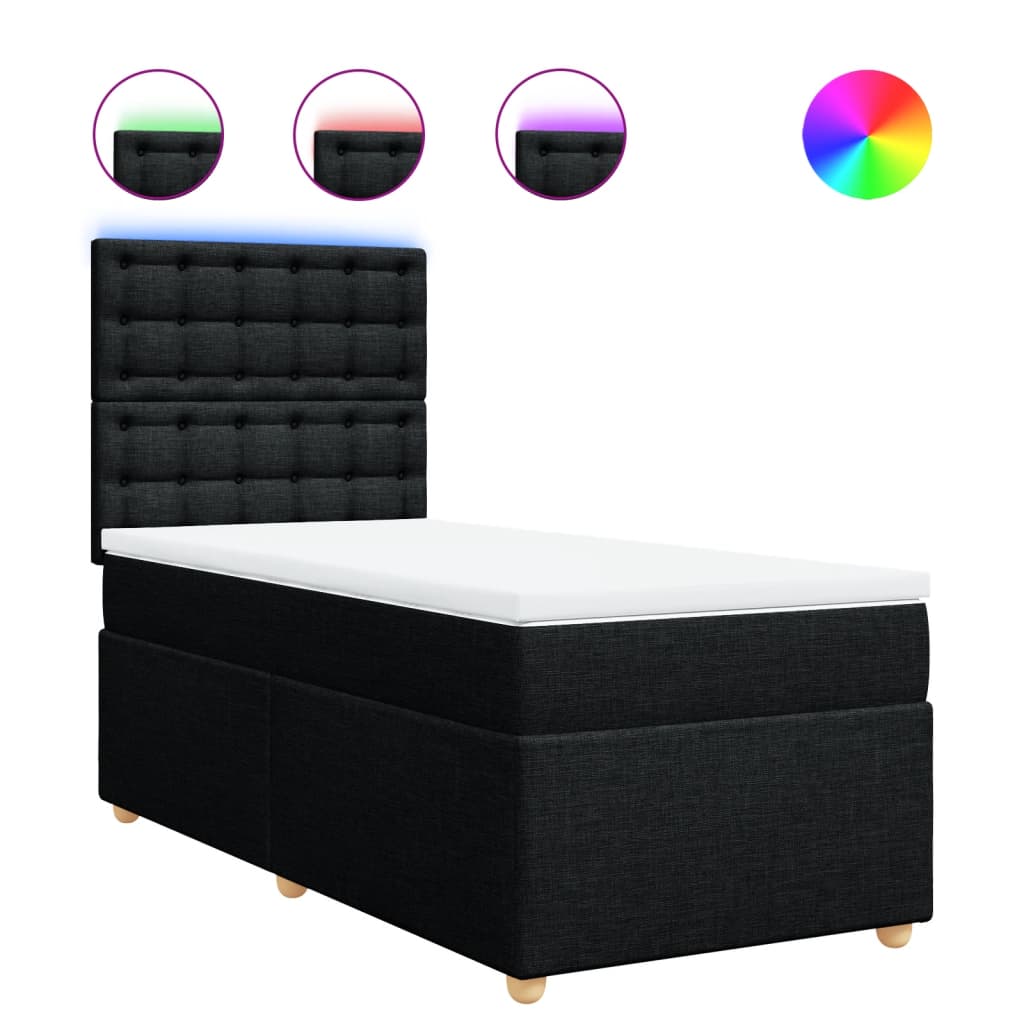 Boxspring met matras stof zwart 90x190 cm is nu te koop bij PeponiXL, paradijselijk wonen!