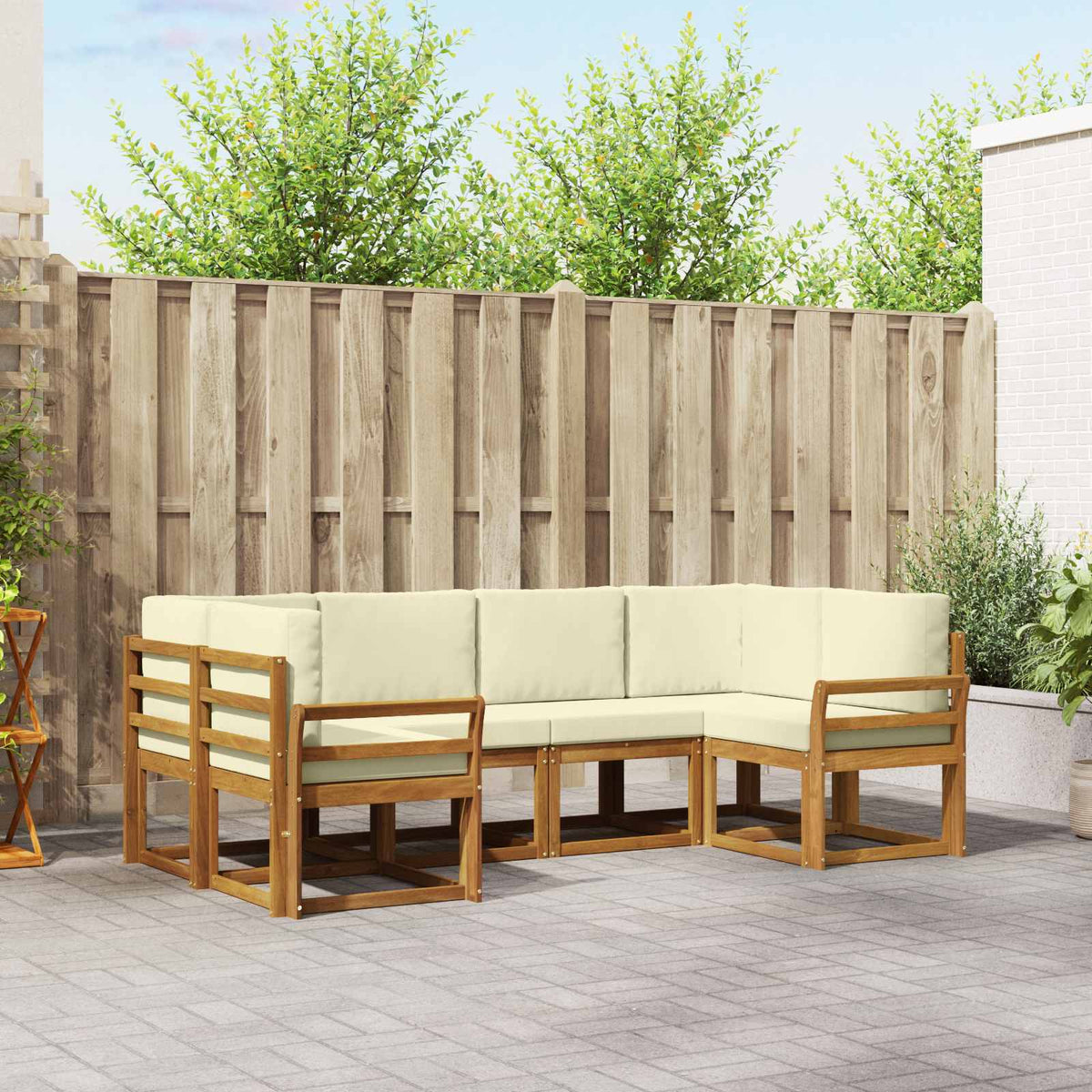 Buiten bankenset met kussen 6 pcs Natuurlijk en Crème is nu te koop bij PeponiXL, paradijselijk wonen!