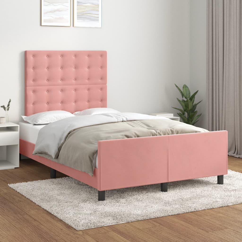 Bedframe zonder matras 120x190 cm fluweel roze is nu te koop bij PeponiXL, paradijselijk wonen!