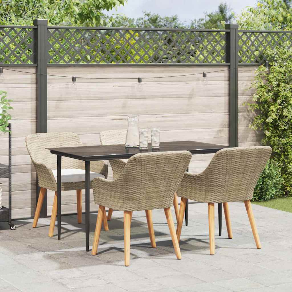 Tuin eettafelset met kussen 5 pcs Beige poly rattan is nu te koop bij PeponiXL, paradijselijk wonen!