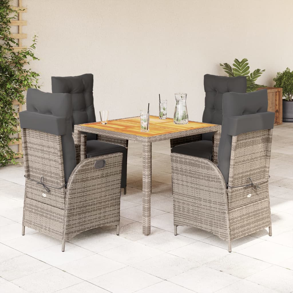 5-delige Tuinset met kussens poly rattan grijs is nu te koop bij PeponiXL, paradijselijk wonen!