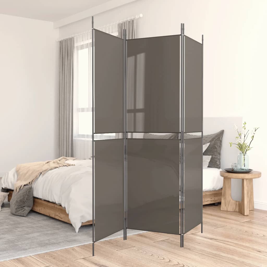 Kamerscherm met 3 panelen 150x200 cm stof antracietkleurig is nu te koop bij PeponiXL, paradijselijk wonen!