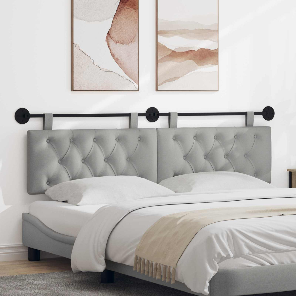 Hangend hoofdbord Wolkengrijs Stof is nu te koop bij PeponiXL, paradijselijk wonen!