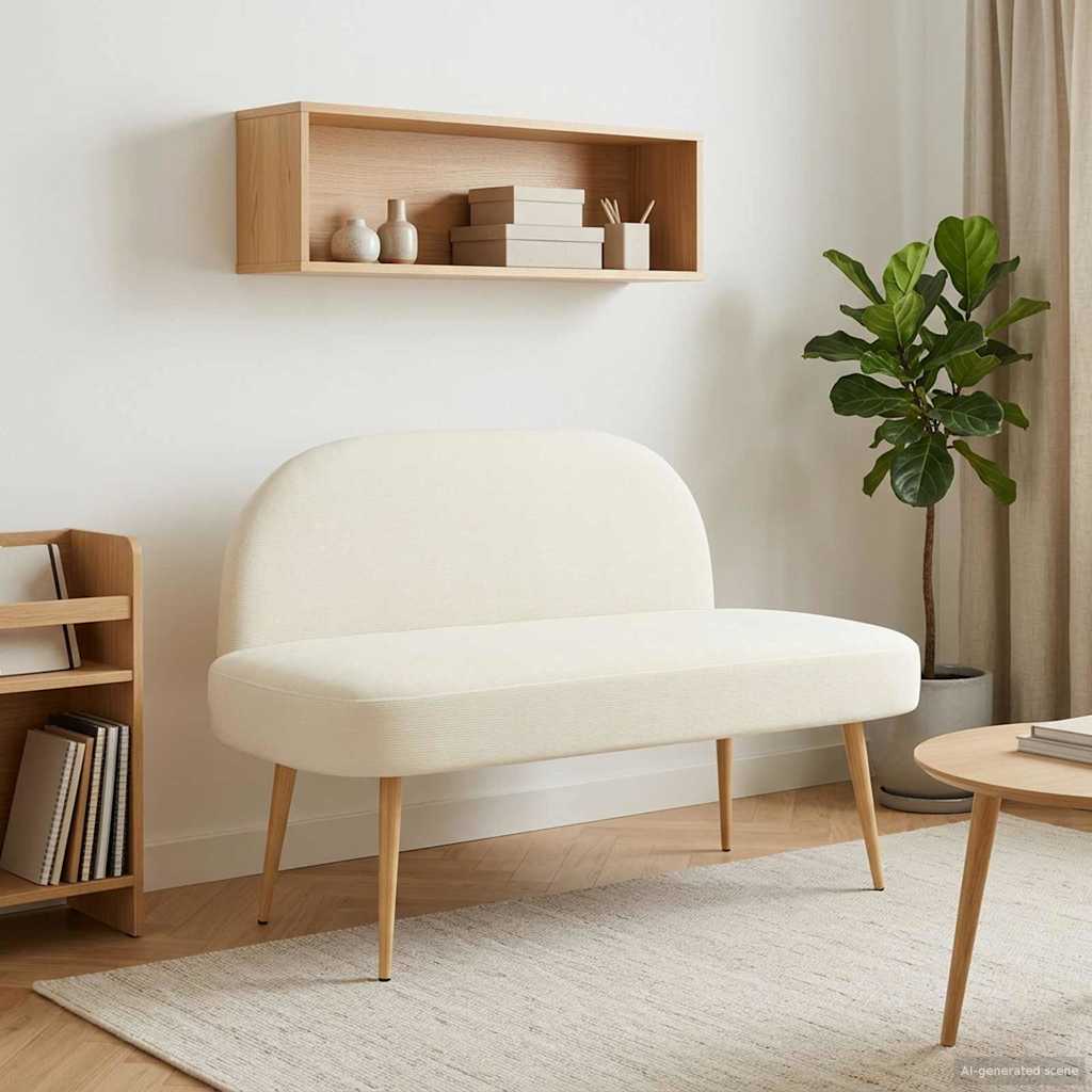 Beklede bank met rugleuning Crèmekleurig 110 x 60 x 76 cm is nu te koop bij PeponiXL, paradijselijk wonen!