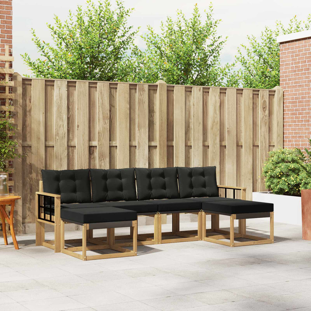 Buiten bankenset met kussen 6 pcs Wit en zwart is nu te koop bij PeponiXL, paradijselijk wonen!