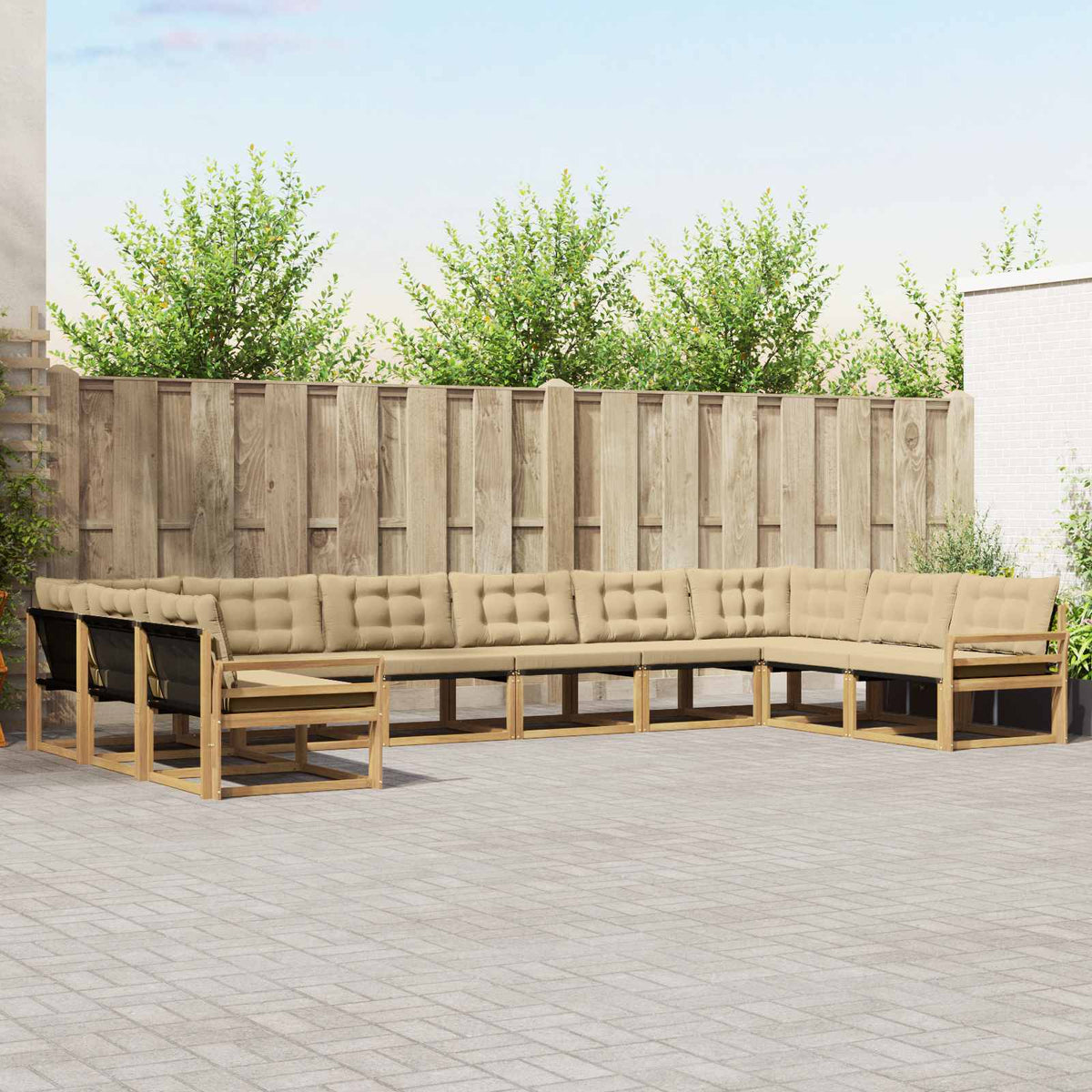 Buiten bankenset met kussen 10 pcs Wit en Beige is nu te koop bij PeponiXL, paradijselijk wonen!