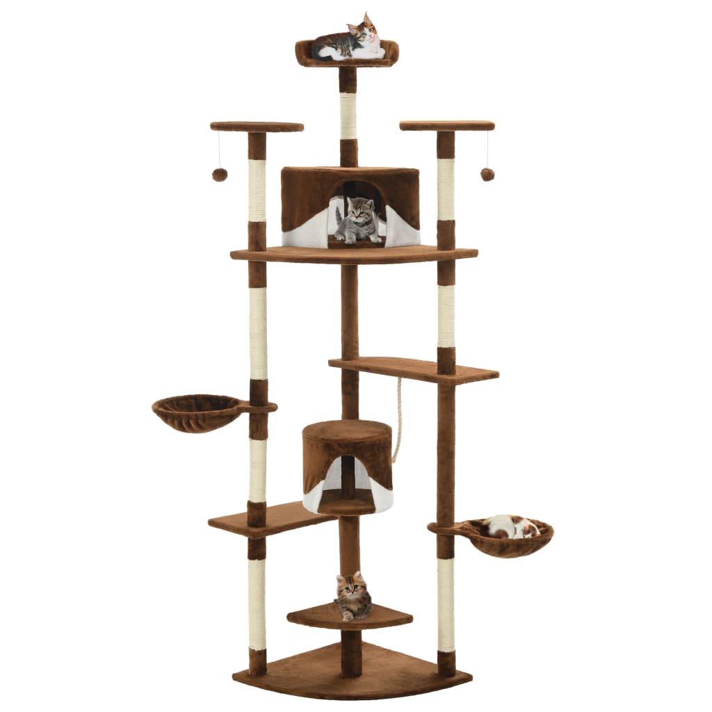 Kattenkrabpaal met sisal krabpalen 203 cm bruin en wit is nu te koop bij PeponiXL, paradijselijk wonen!