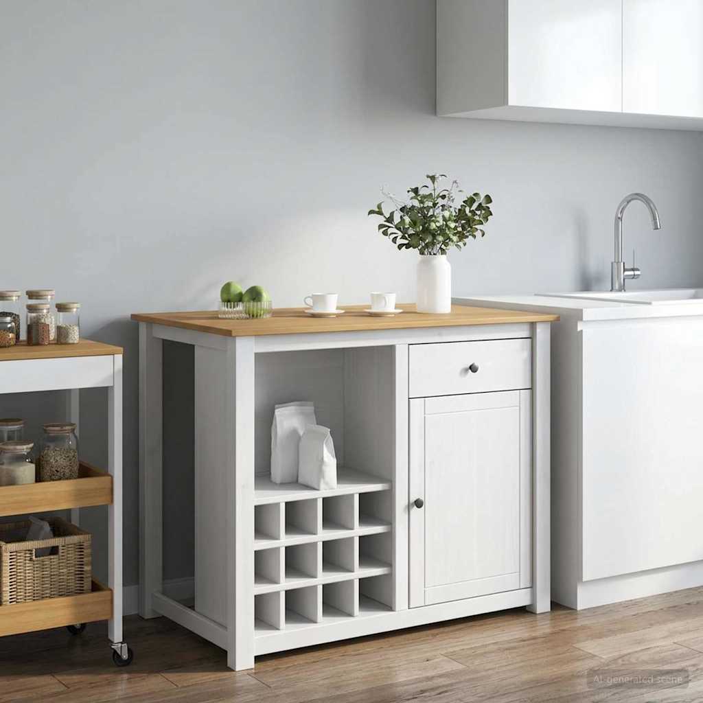 Keuken Trolley PANAMA 2 pcs Wit en Honing Was 112 x 77 x 90 cm is nu te koop bij PeponiXL, paradijselijk wonen!