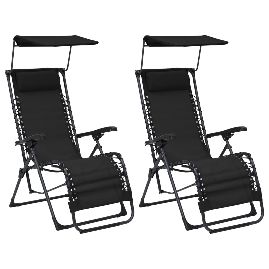 Terrasstoelen 2 st inklapbaar textileen zwart is nu te koop bij PeponiXL, paradijselijk wonen!