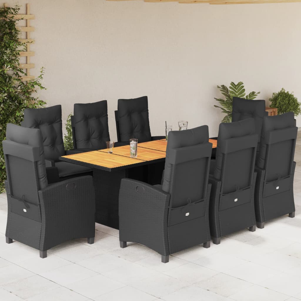9-delige Tuinset poly rattan zwart is nu te koop bij PeponiXL, paradijselijk wonen!