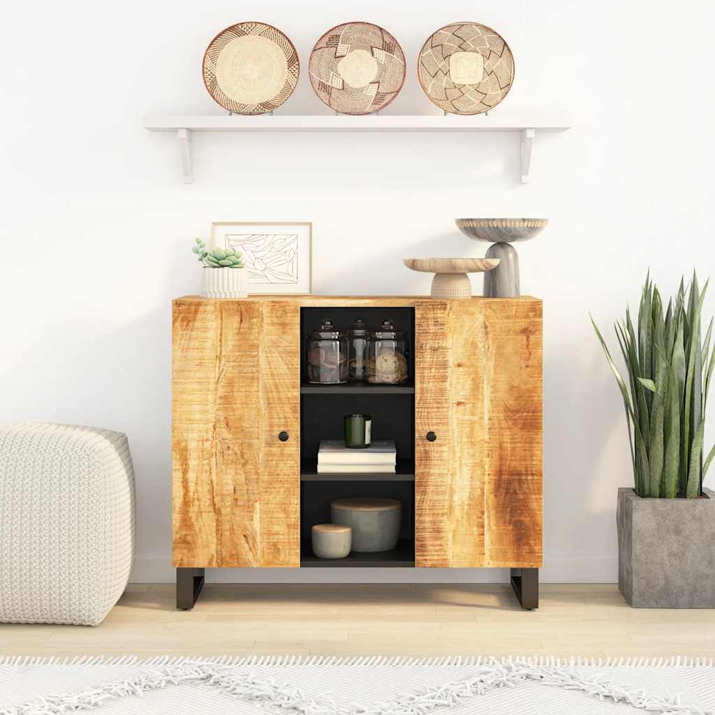 Dressoir met 2 deuren 90x33x75 cm massief mangohout is nu te koop bij PeponiXL, paradijselijk wonen!