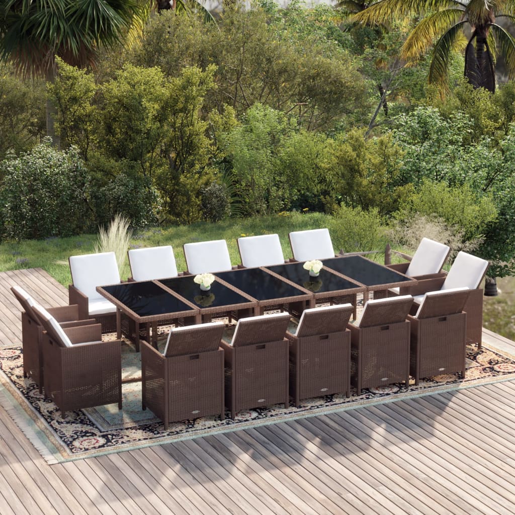 15-delige Tuinset met kussens poly rattan bruin is nu te koop bij PeponiXL, paradijselijk wonen!