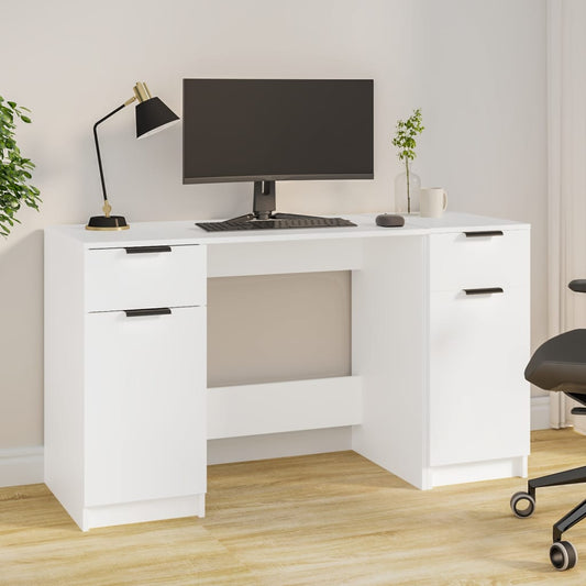 Bureau met bijzetkast bewerkt hout wit is nu te koop bij PeponiXL, paradijselijk wonen!