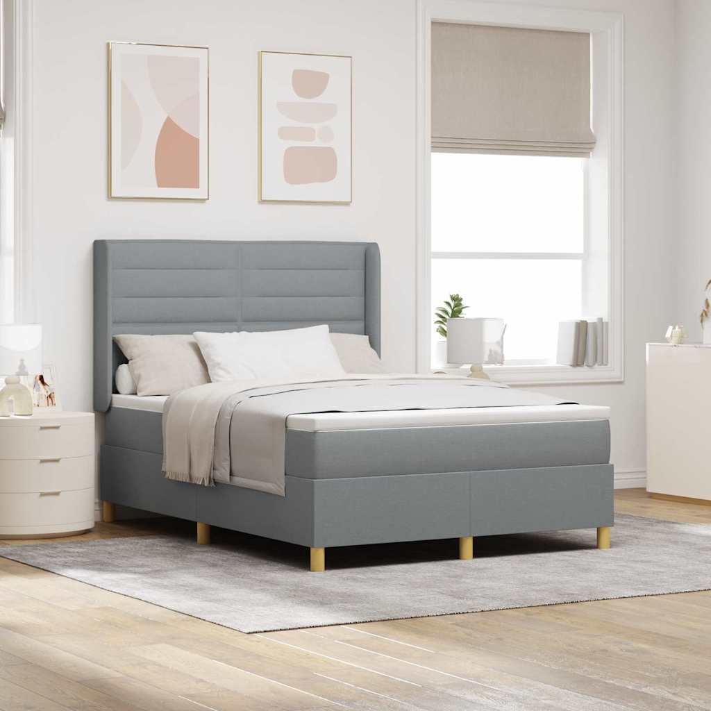 Boxspringbed met hoofdeinde Lichtgrijs 160 x 200 cm Stof is nu te koop bij PeponiXL, paradijselijk wonen!