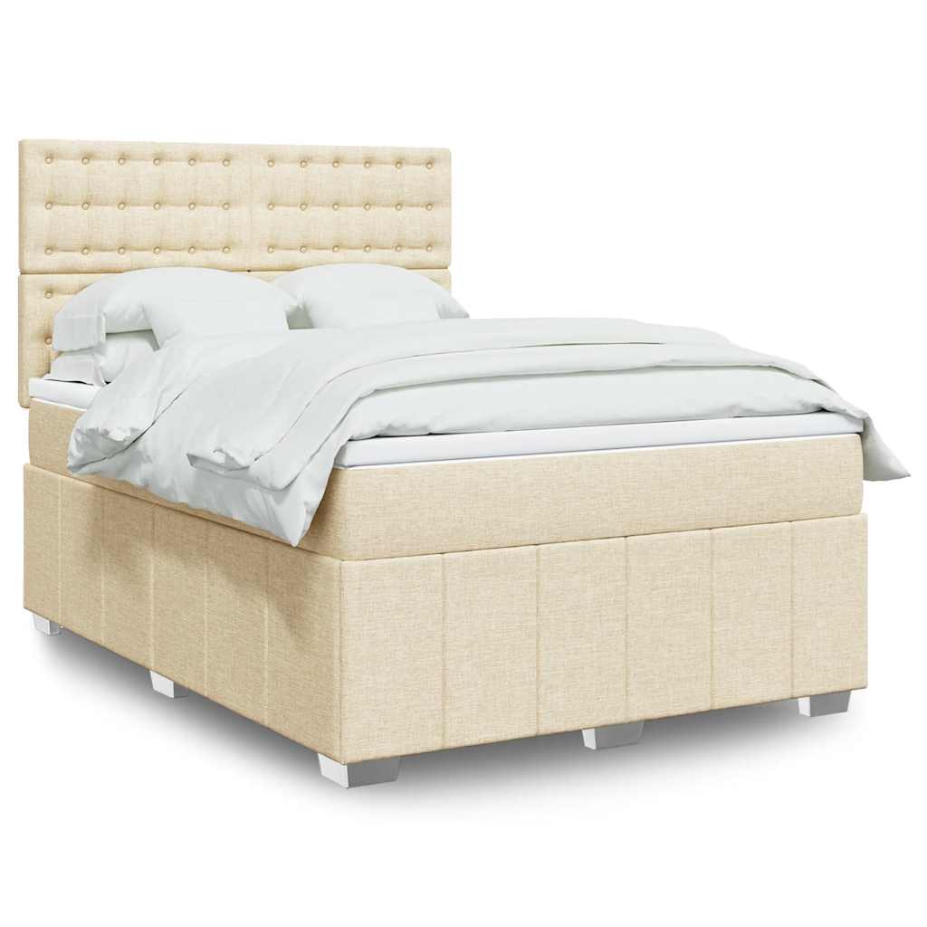 Boxspring met matras stof crèmekleurig 140x190 cm is nu te koop bij PeponiXL, paradijselijk wonen!