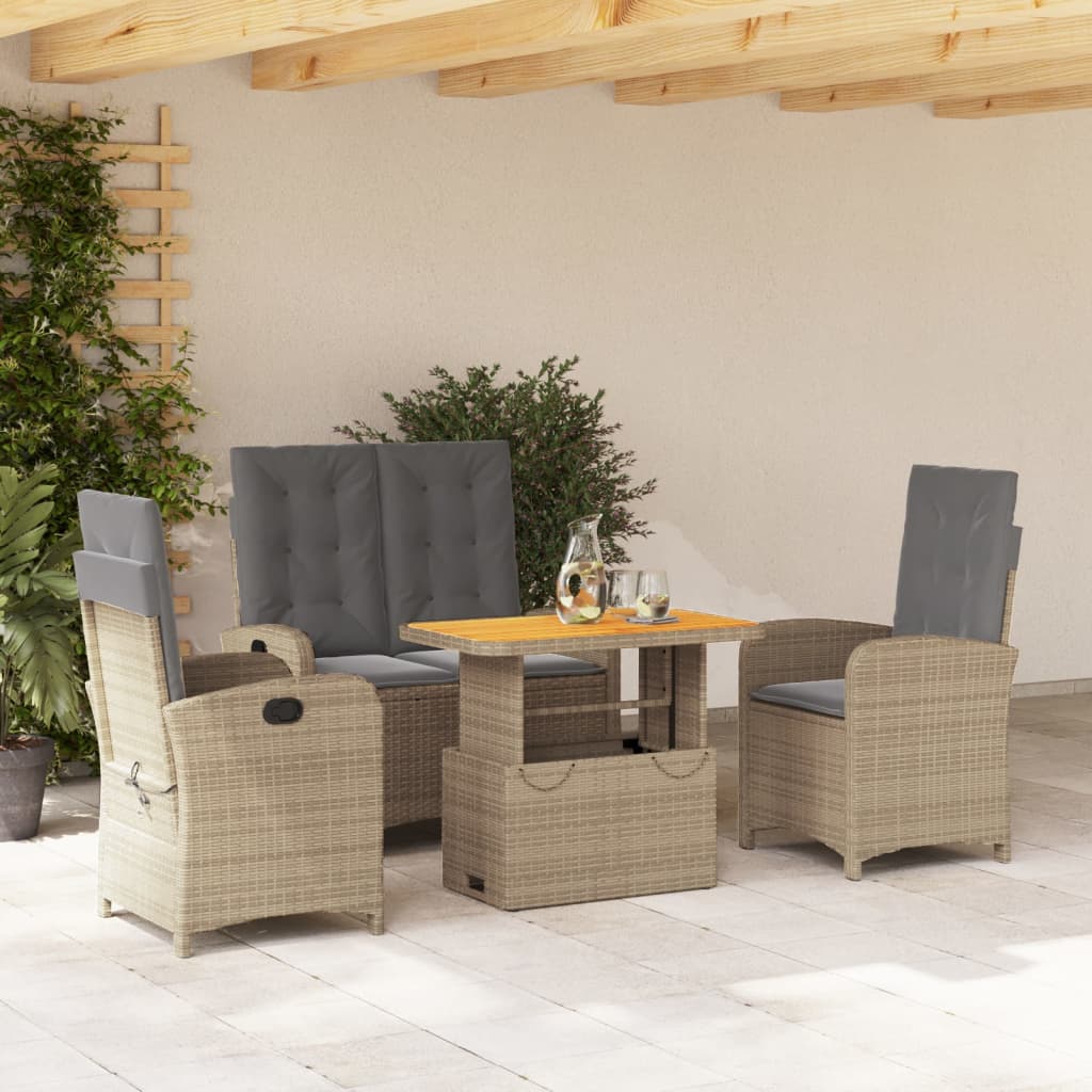 4-delige Tuinset met kussens poly rattan beige is nu te koop bij PeponiXL, paradijselijk wonen!