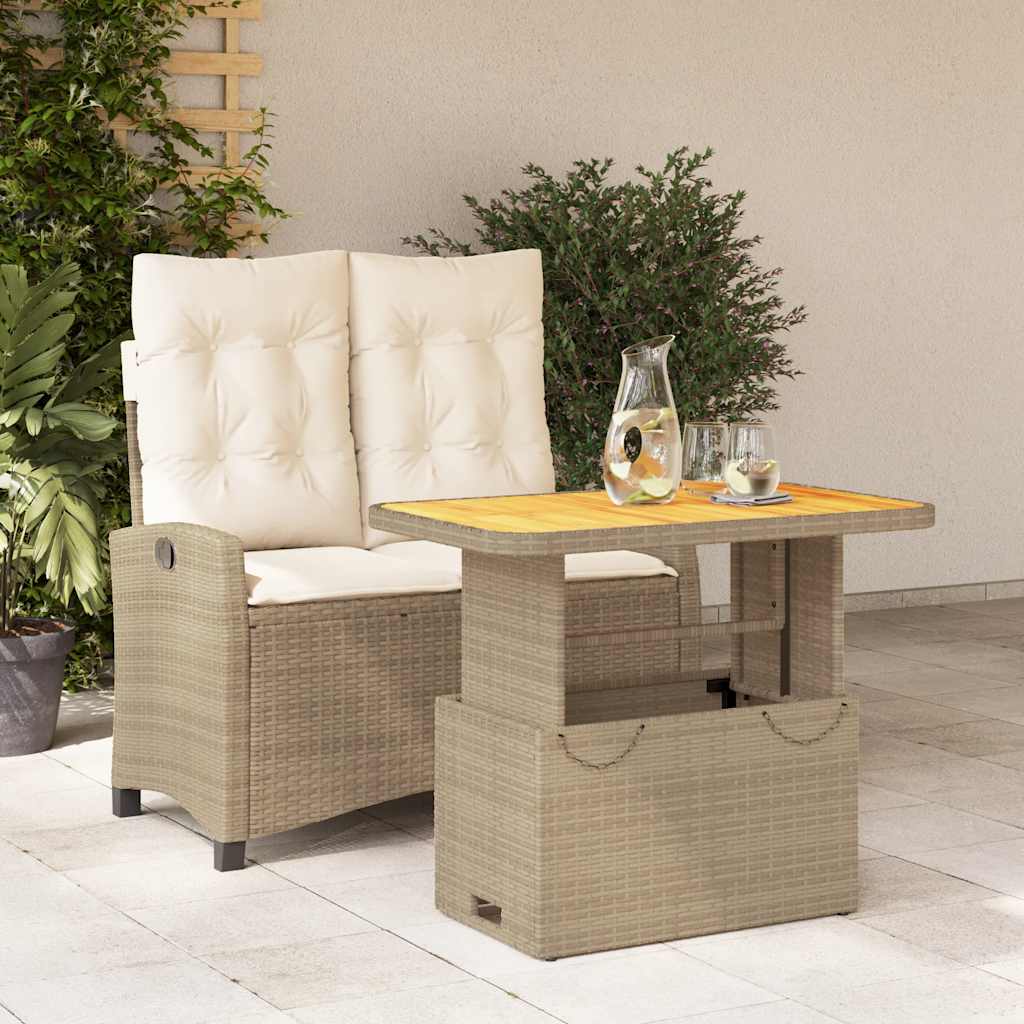 2-delige Tuinset met kussens poly rattan beige is nu te koop bij PeponiXL, paradijselijk wonen!
