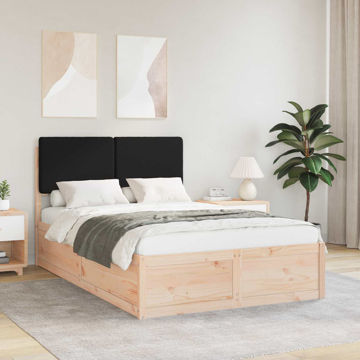 Bedframe met Gevoerd Hoofdgedeelte Zwart 120 x 200 cm is nu te koop bij PeponiXL, paradijselijk wonen!