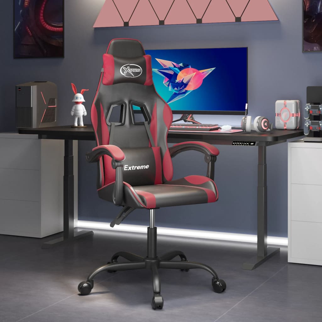 Gamestoel kunstleer zwart en wijnrood is nu te koop bij PeponiXL, paradijselijk wonen!
