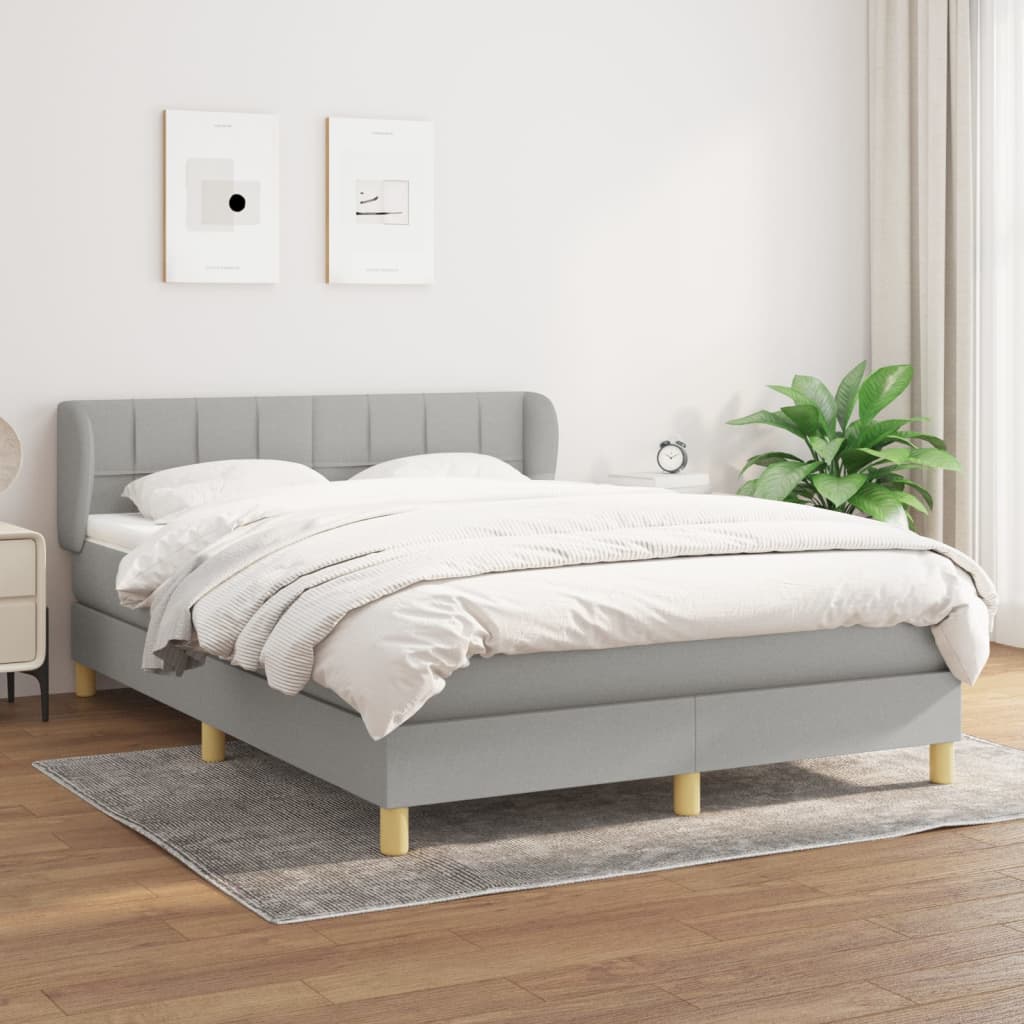 Boxspring met matras stof lichtgrijs 140x190 cm is nu te koop bij PeponiXL, paradijselijk wonen!