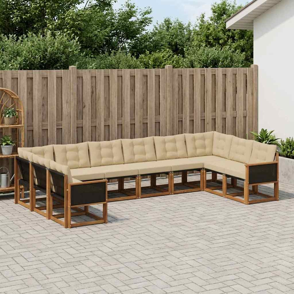 Buiten bankenset met kussen 10 pcs Natuurlijk en Beige is nu te koop bij PeponiXL, paradijselijk wonen!