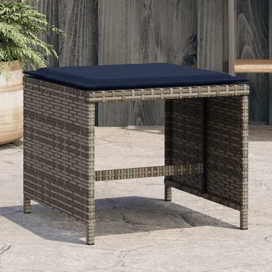 Tuinkrukken 4 st met kussens 40x40x35 cm poly rattan grijs is nu te koop bij PeponiXL, paradijselijk wonen!