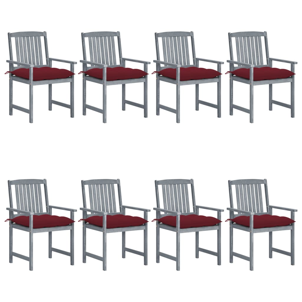 Tuinstoelen 8 st met kussens massief acaciahout grijs is nu te koop bij PeponiXL, paradijselijk wonen!
