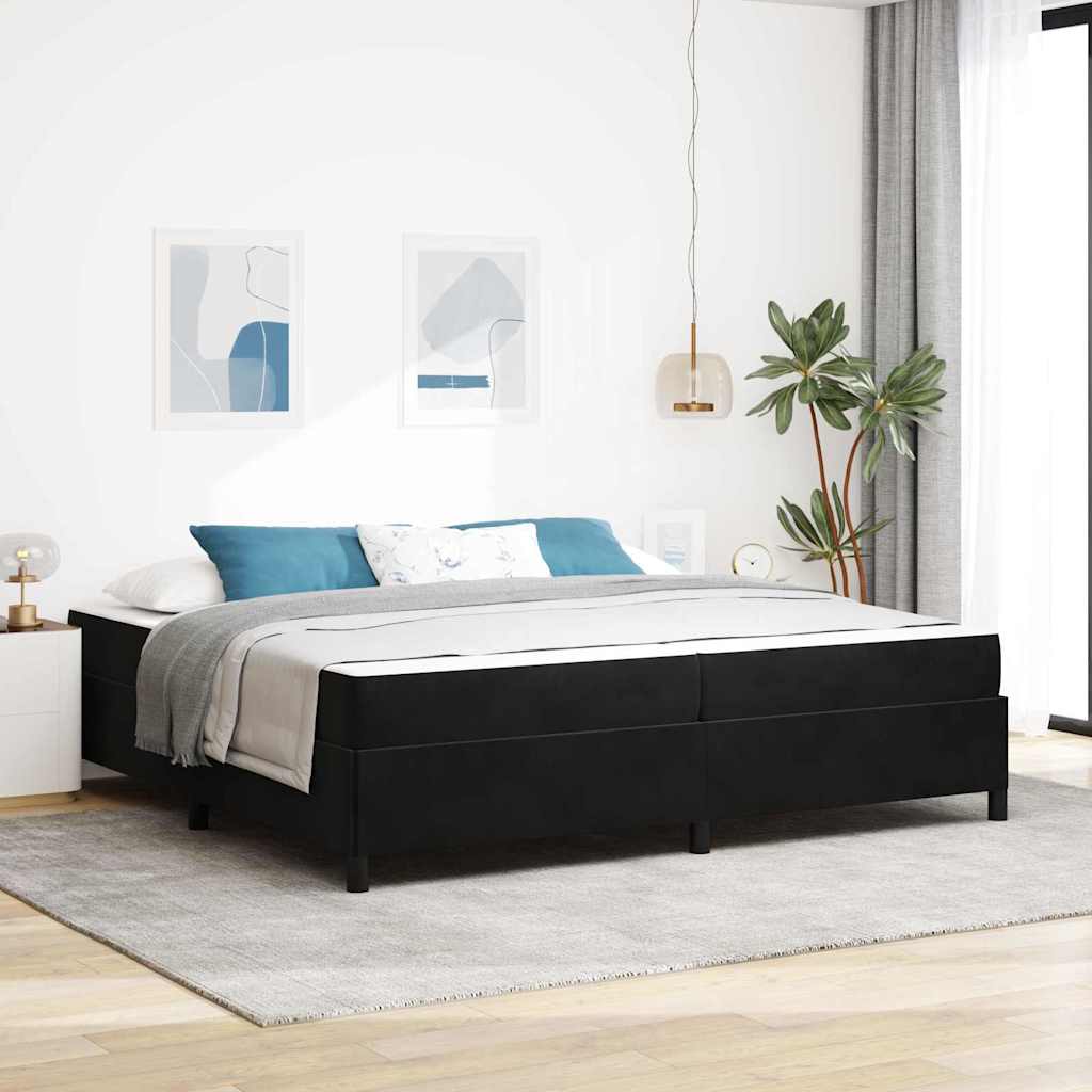 Bedframe met matras Zwart 200 x 200 cm Stof is nu te koop bij PeponiXL, paradijselijk wonen!