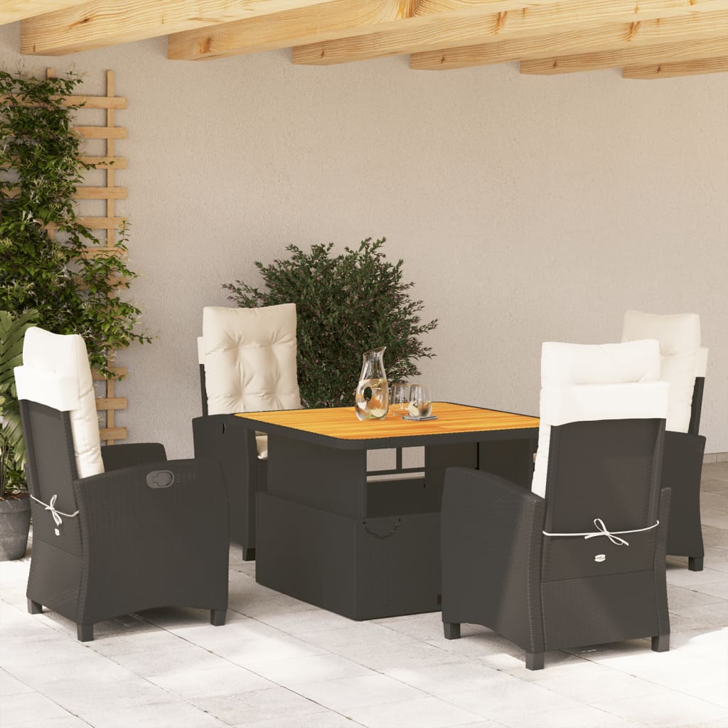 5-delige Tuinset met kussens poly rattan zwart is nu te koop bij PeponiXL, paradijselijk wonen!