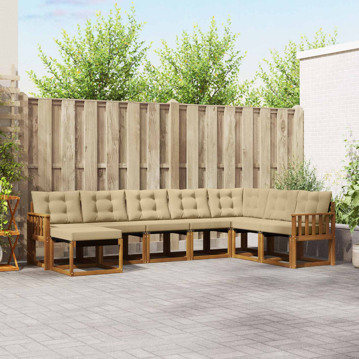 Buiten bankenset met kussen 8 pcs Natuurlijk en Beige is nu te koop bij PeponiXL, paradijselijk wonen!