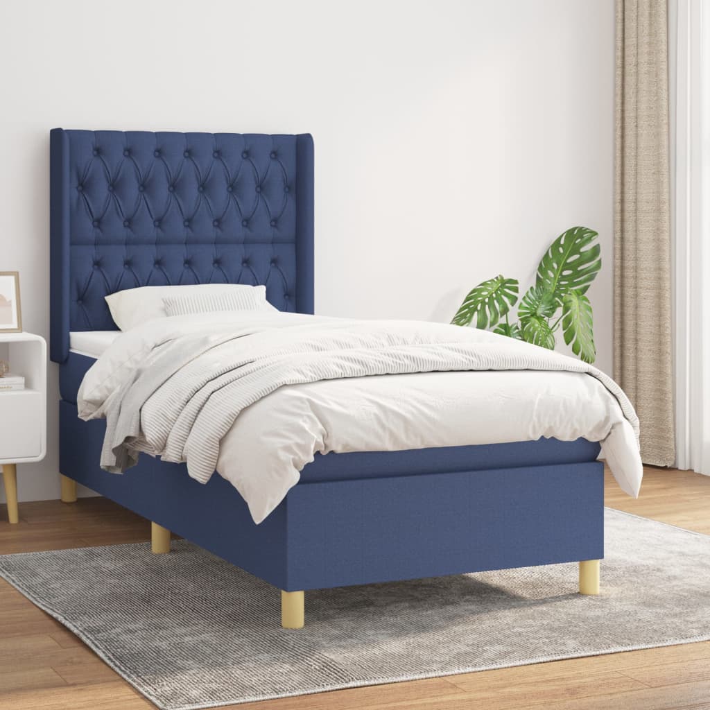Boxspring met matras stof blauw 100x200 cm is nu te koop bij PeponiXL, paradijselijk wonen!