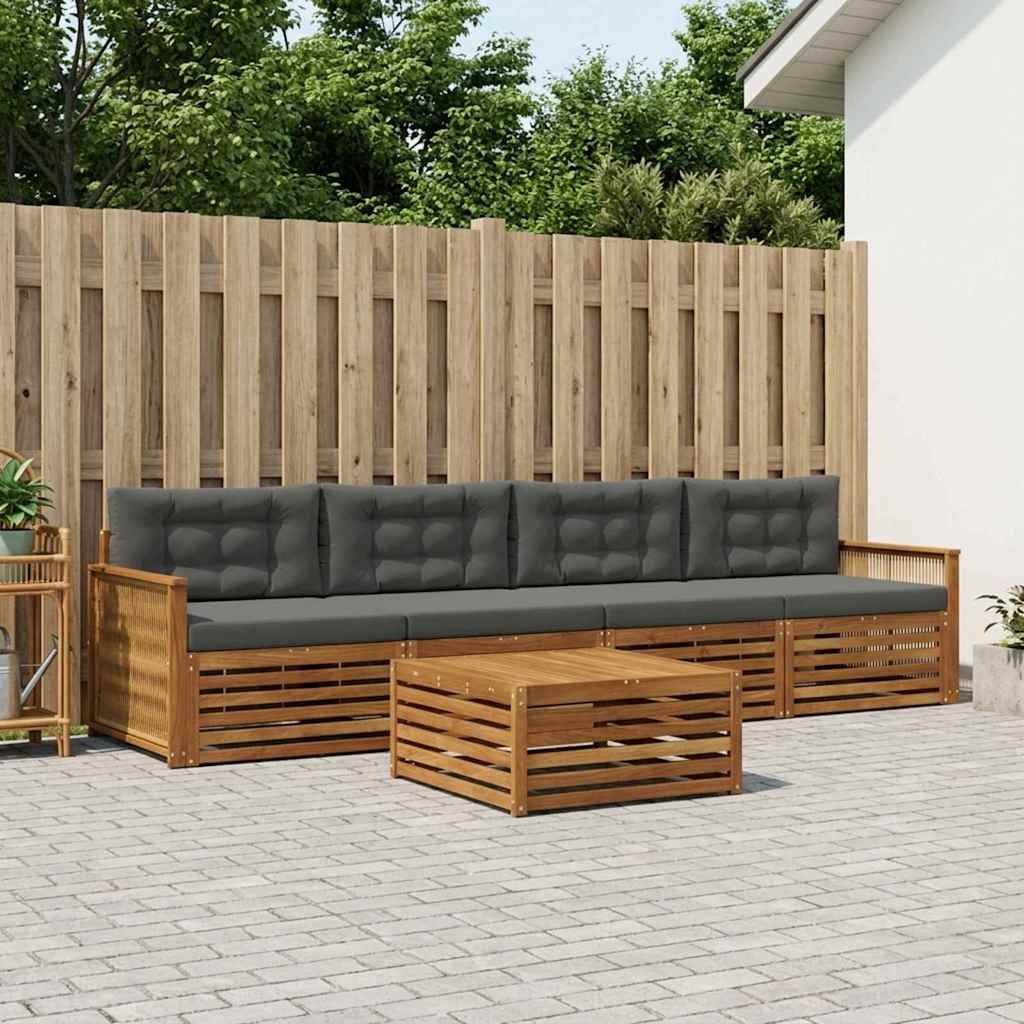 Buiten bankenset met kussen 5 pcs Natuurlijk en Antraciet is nu te koop bij PeponiXL, paradijselijk wonen!