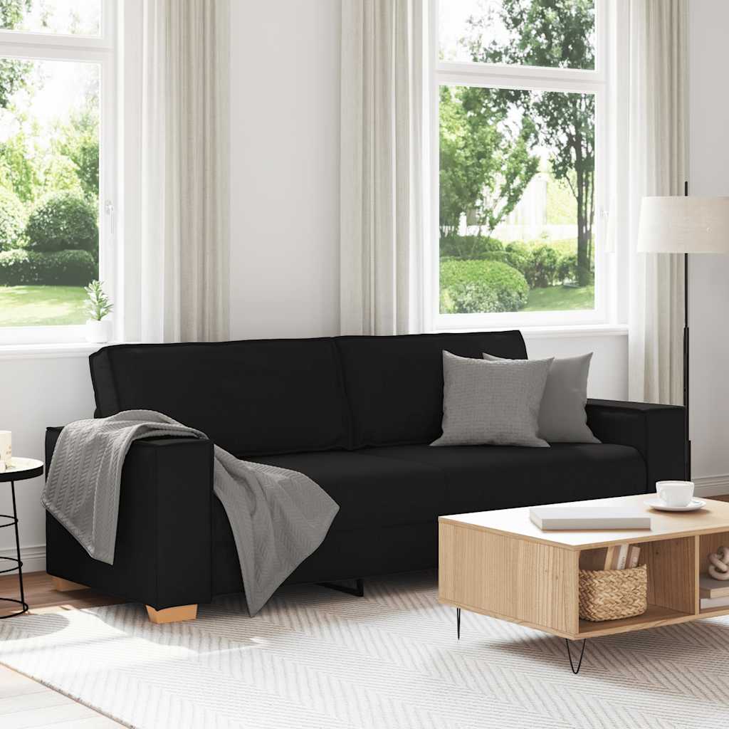 3-zitsbank Zwart 220x78x84 cm Stof is nu te koop bij PeponiXL, paradijselijk wonen!