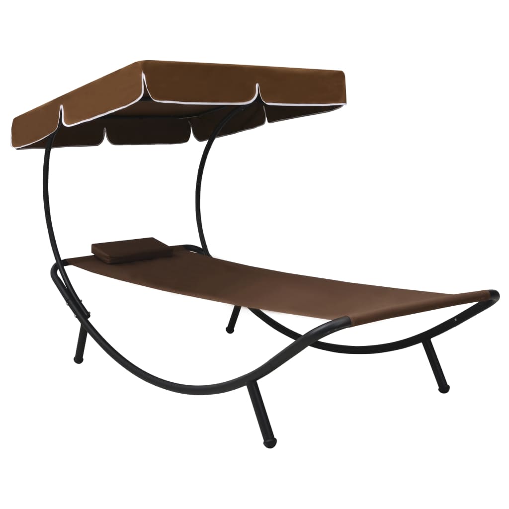Loungebed met luifel en kussen bruin is nu te koop bij PeponiXL, paradijselijk wonen!