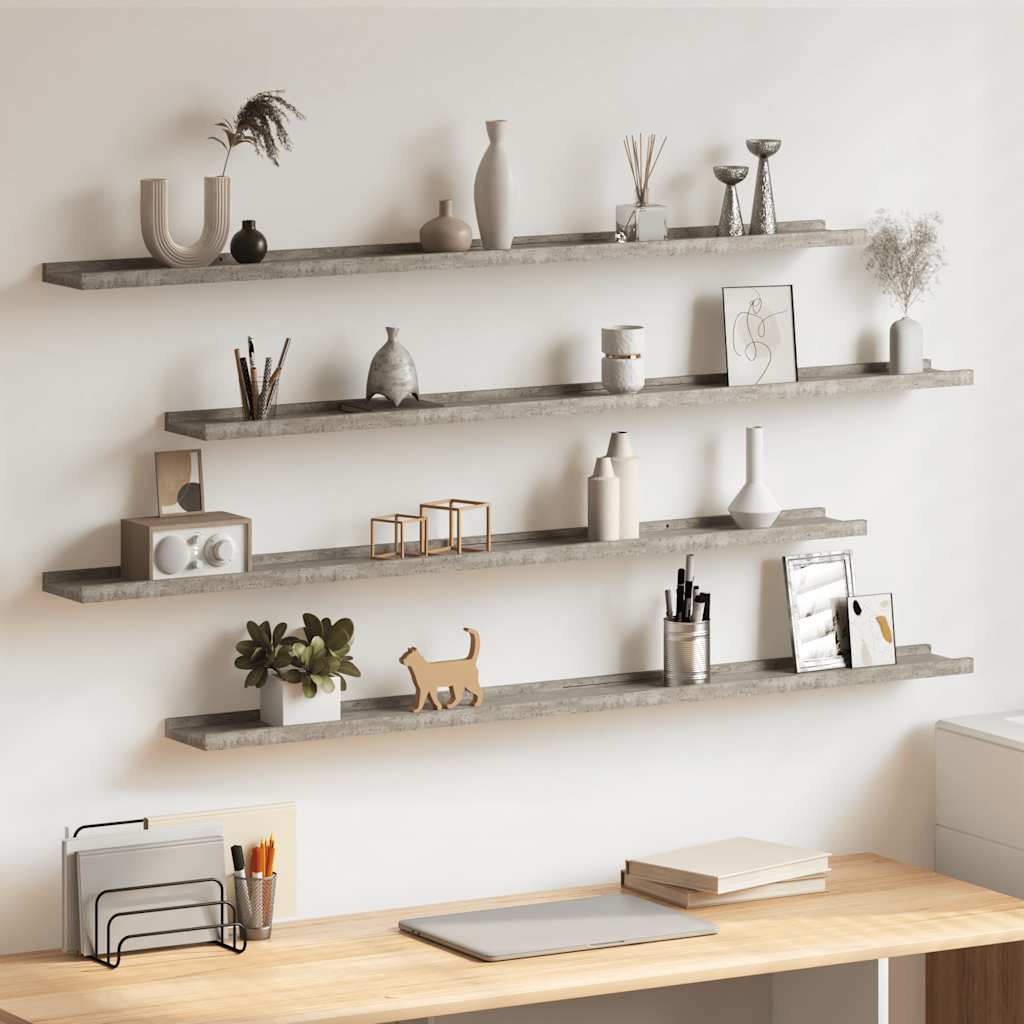 Wandschappen 4 st 115x9x3 cm betongrijs is nu te koop bij PeponiXL, paradijselijk wonen!