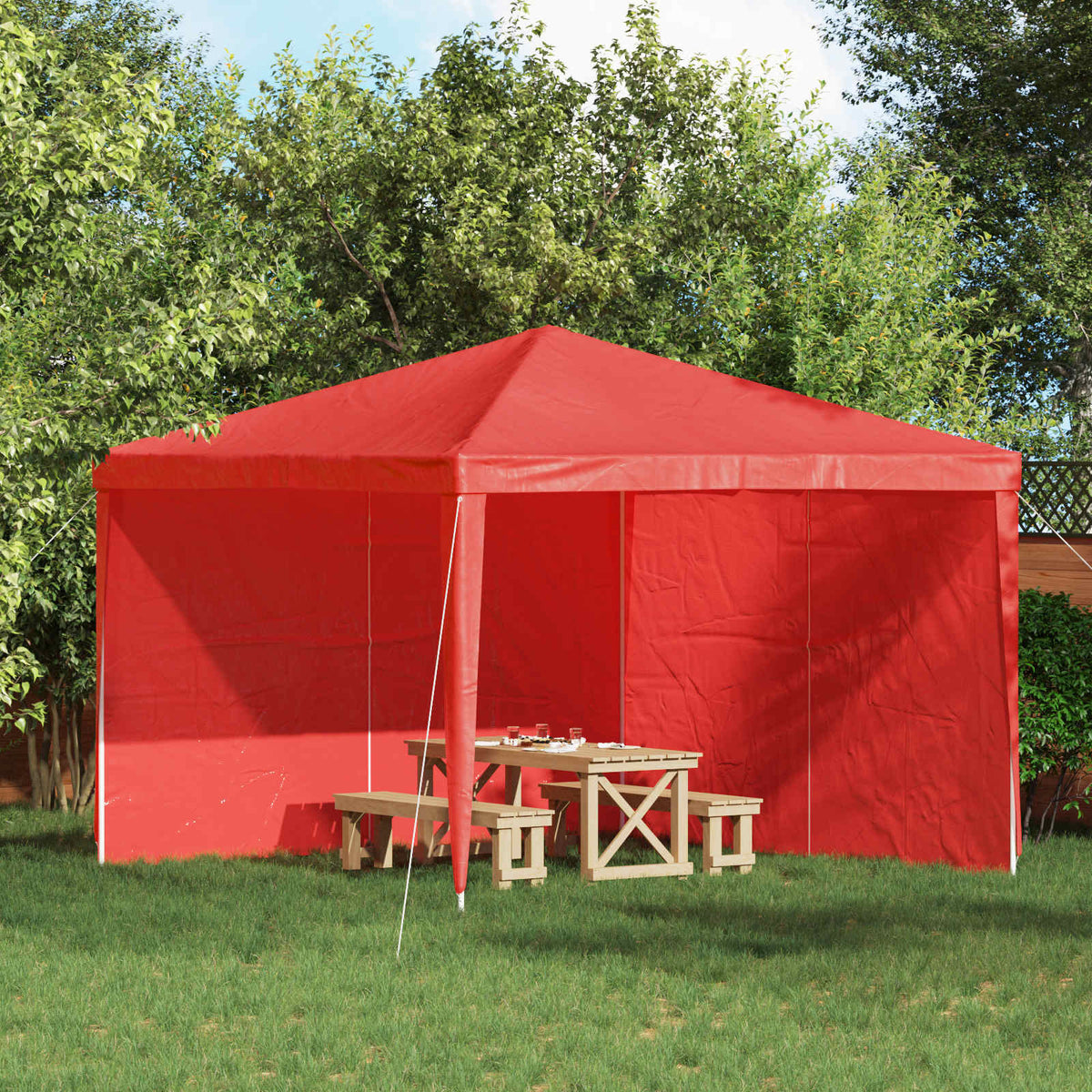 Party Tent Zijwand 2 pcs Rood 300 x 195 cm PE en staal is nu te koop bij PeponiXL, paradijselijk wonen!
