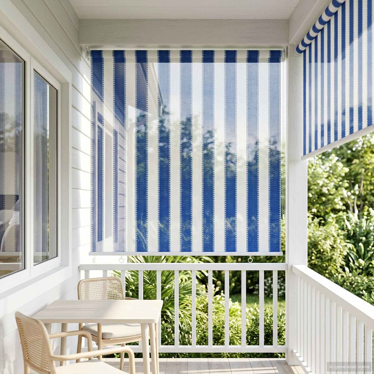 Buitenrolgordijn 90% UV-blok Blauw en Witte Streep 60 x 230 cm is nu te koop bij PeponiXL, paradijselijk wonen!