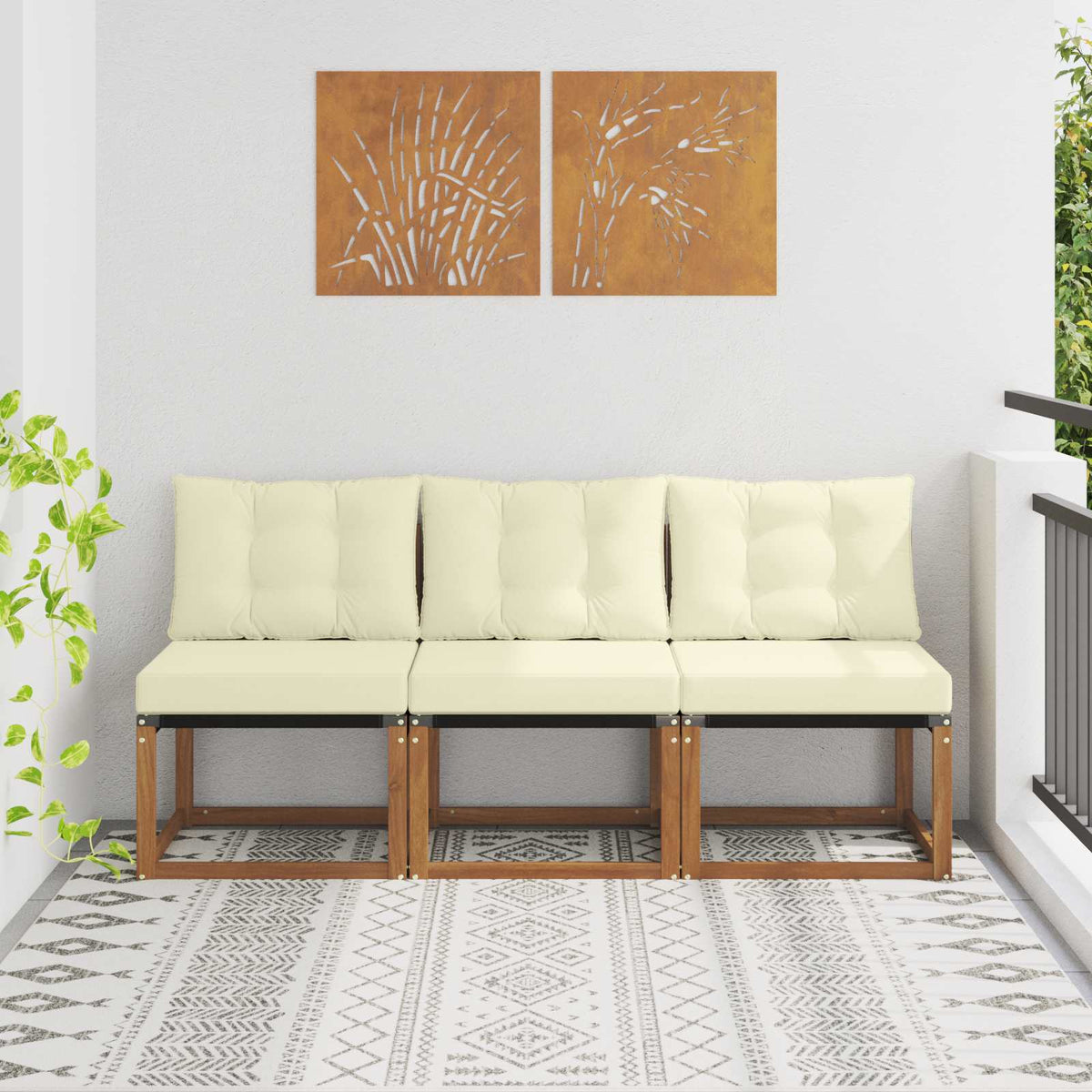 3 Stuk Buitenzitmiddelsofa Massief acaciahout en Textilene Stof is nu te koop bij PeponiXL, paradijselijk wonen!