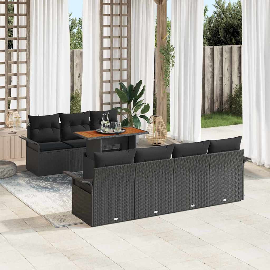 Tuin Sofa Set met kussen 8 pcs Zwart is nu te koop bij PeponiXL, paradijselijk wonen!