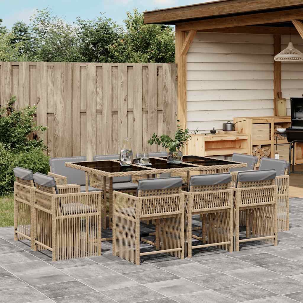 11-delige Tuinset met kussens poly rattan gemengd beige is nu te koop bij PeponiXL, paradijselijk wonen!