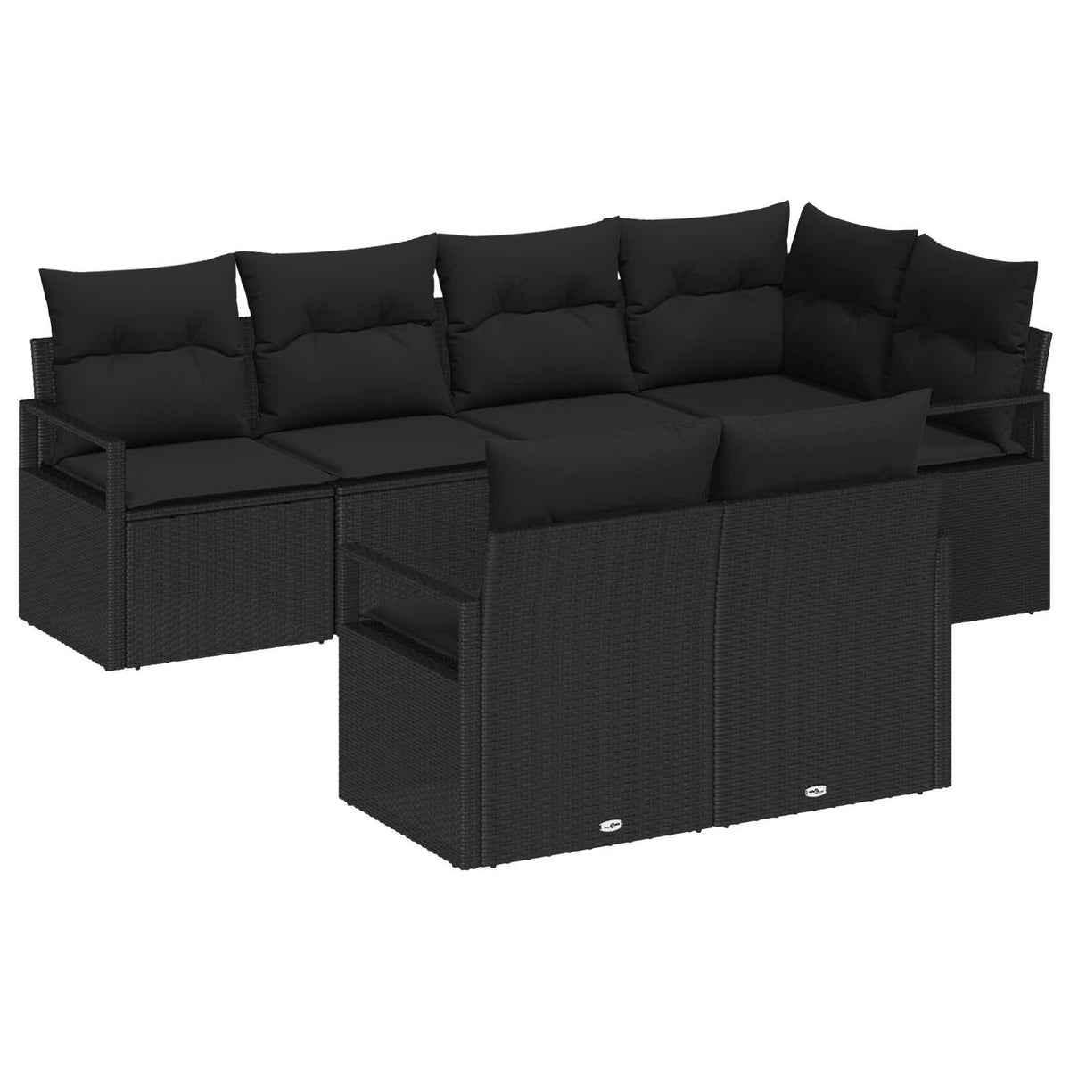 Bankstel 7 pcs Zwart poly rattan is nu te koop bij PeponiXL, paradijselijk wonen!