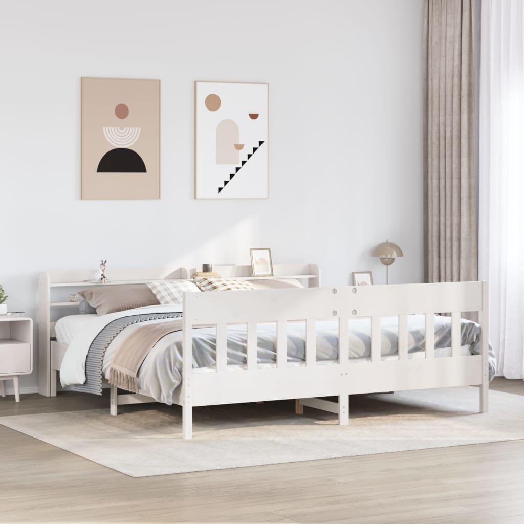Bedframe zonder matras massief grenenhout wit 200x200 cm is nu te koop bij PeponiXL, paradijselijk wonen!