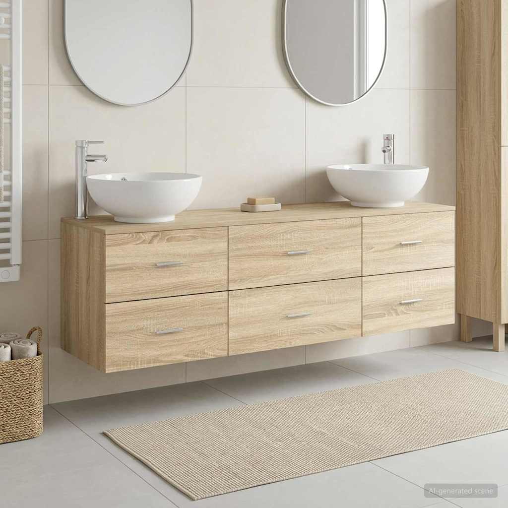 Badkamermeubelset 3 st Sonoma Eiken 49,5 x 44,5 x 65 cm is nu te koop bij PeponiXL, paradijselijk wonen!