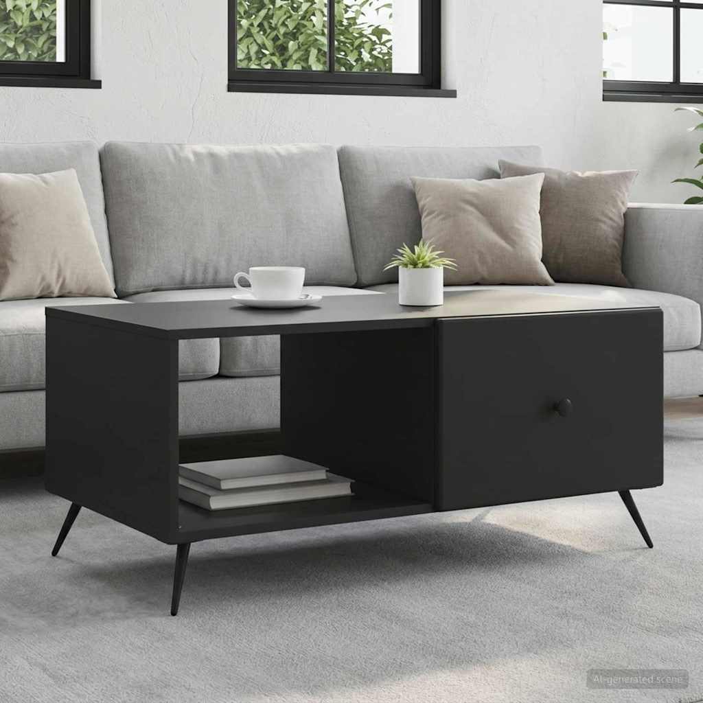 Salontafel Zwart 90 x 50 x 40 cm Bewerkt hout is nu te koop bij PeponiXL, paradijselijk wonen!
