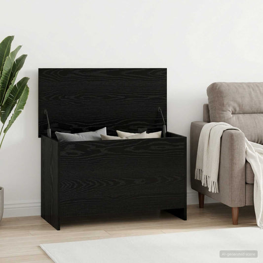 Opbergkist met opslag Zwart eiken 80 x 40 x 50 cm Bewerkt hout is nu te koop bij PeponiXL, paradijselijk wonen!