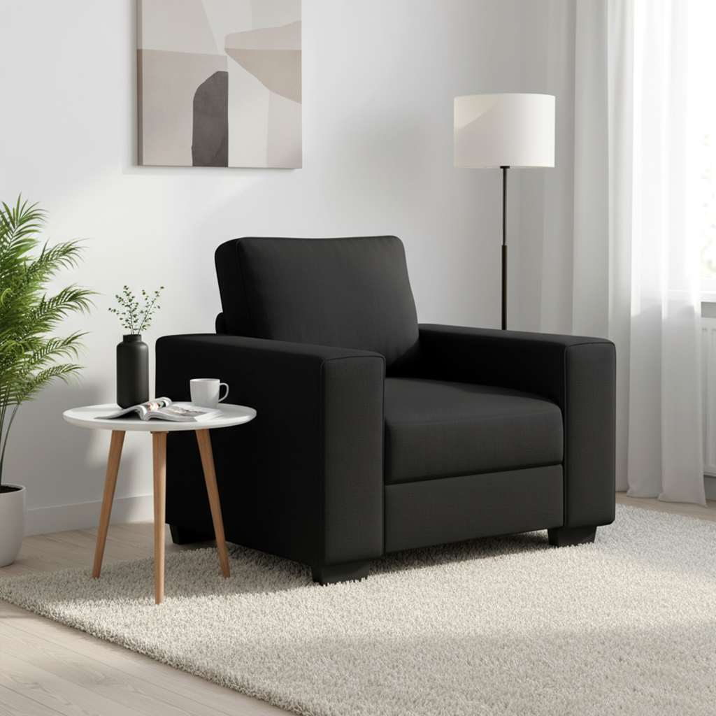 Fauteuil 100x77x82 cm stof zwart is nu te koop bij PeponiXL, paradijselijk wonen!
