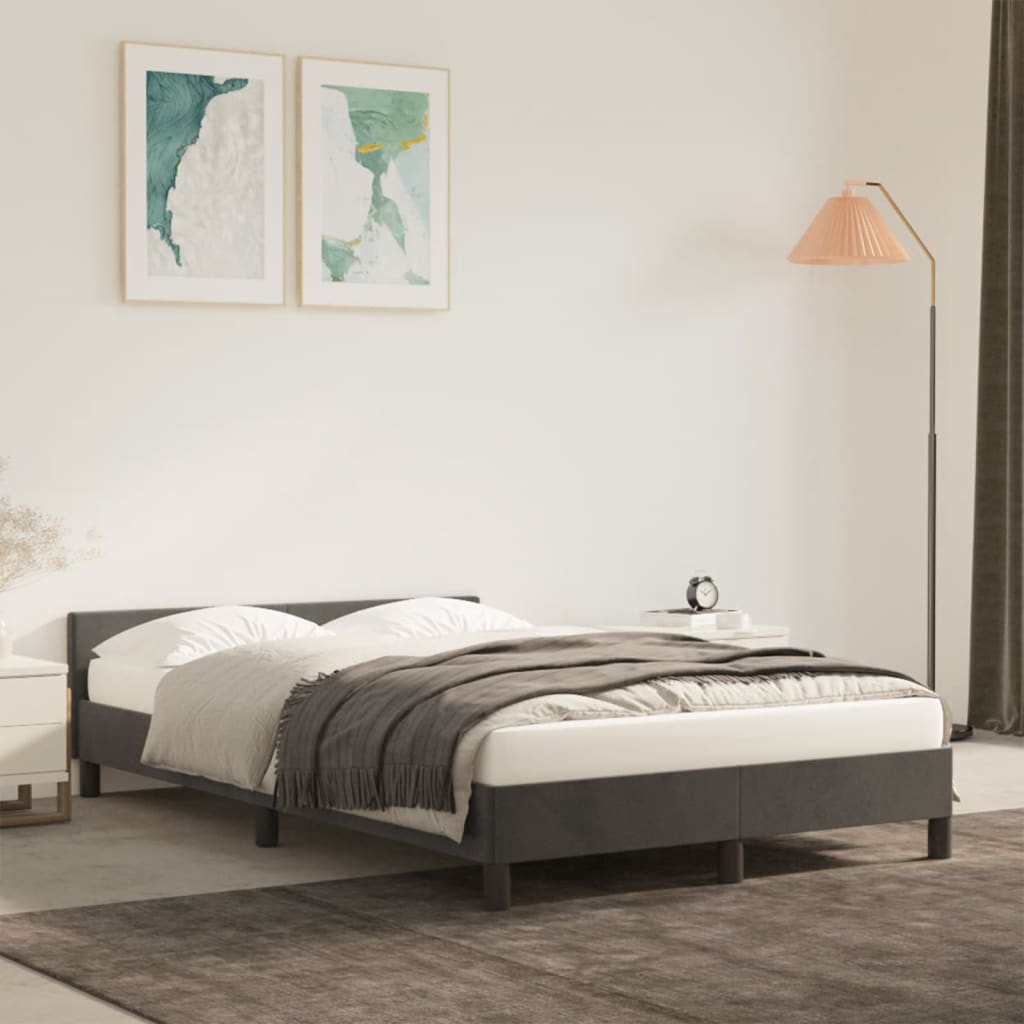 Bedframe zonder matras 120x190 cm fluweel donkergrijs is nu te koop bij PeponiXL, paradijselijk wonen!